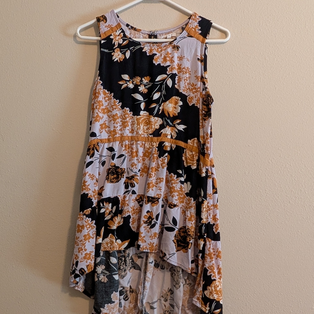 Maurices Women's Floral Top - Black and Gold